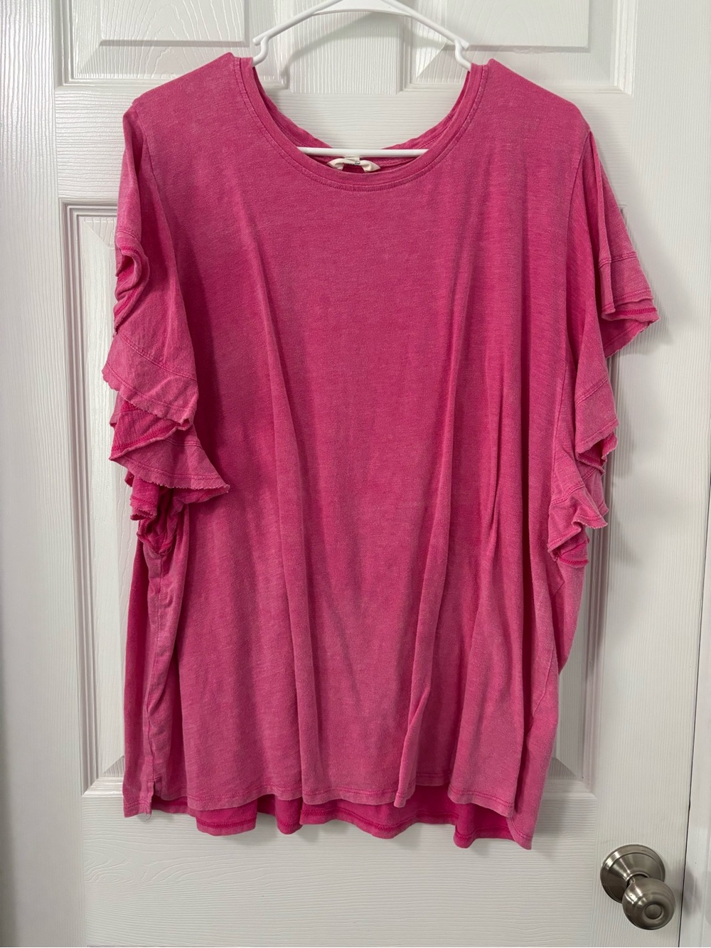 Terra & Sky Fuchsia Ruffle Sleeve Short-Sleeve Tee